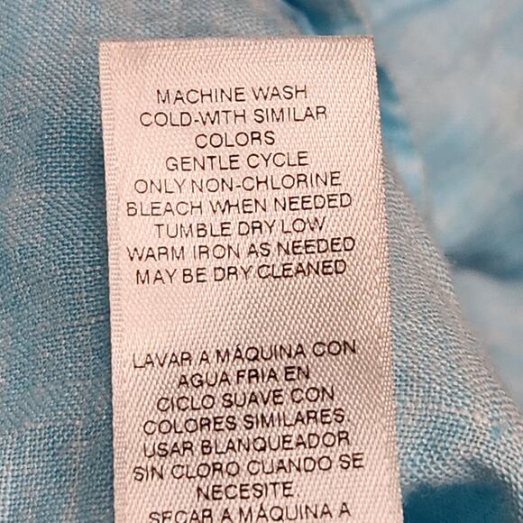 Chico's Linen Shirt Womens Large Size 2 Blue Sleeveless Button Front Tunic Lined - Picture 12 of 12